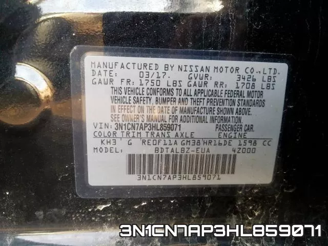 3N1CN7AP3HL859071 фото 2