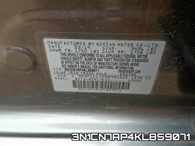 3N1CN7AP4KL859071 фото 2
