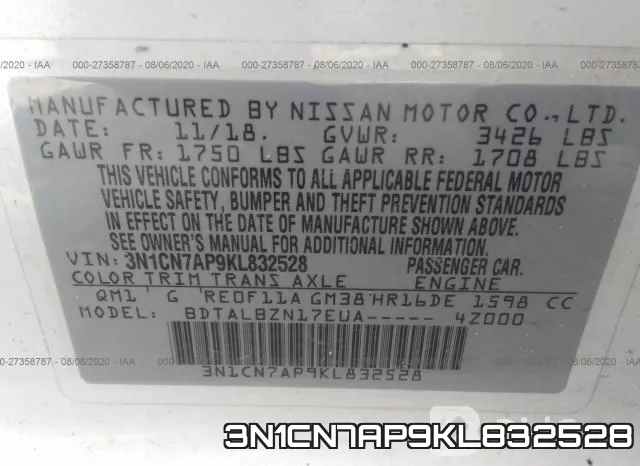 3N1CN7AP9KL832528 фото 10