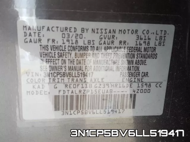3N1CP5BV6LL519417 фото 2