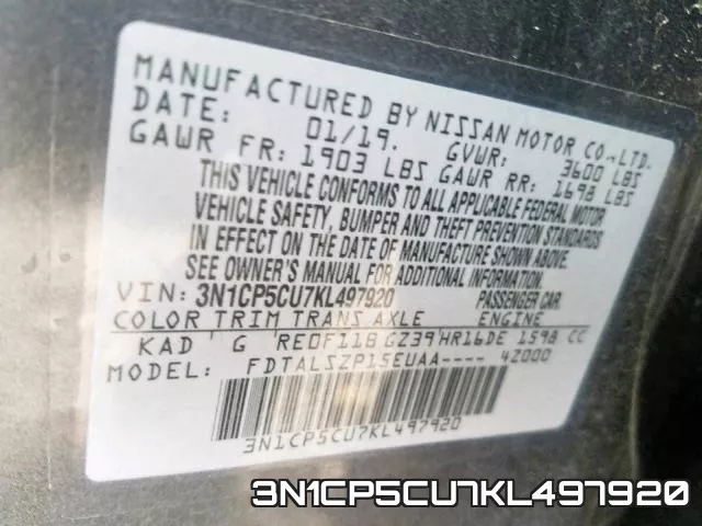 3N1CP5CU7KL497920 фото 2