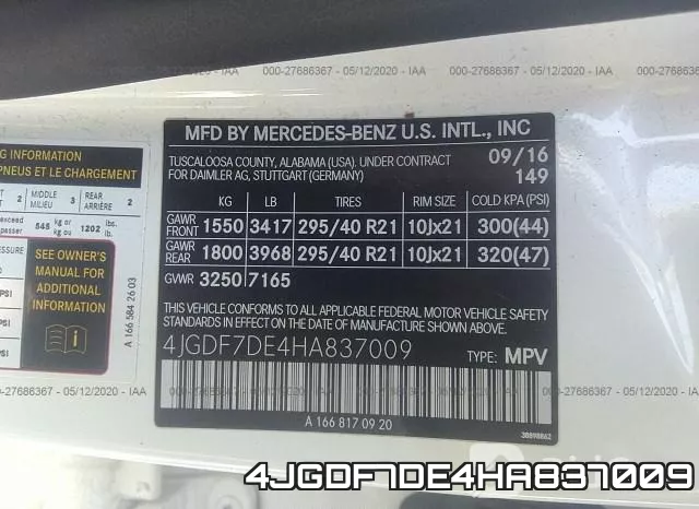 4JGDF7DE4HA837009 фото 10