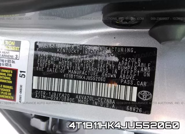 4T1B11HK4JU552060 фото 10
