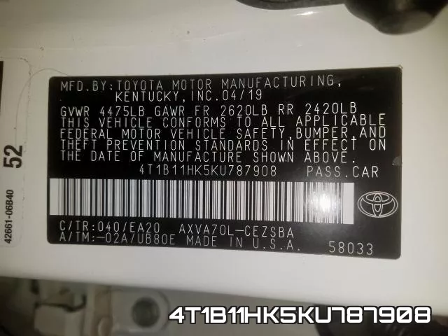 4T1B11HK5KU787908 фото 2