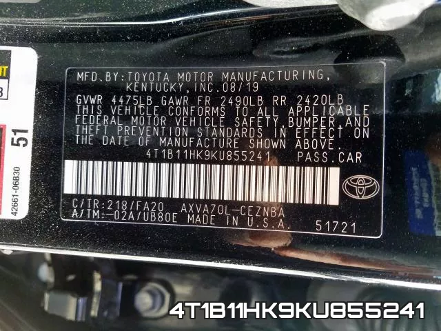4T1B11HK9KU855241 фото 2