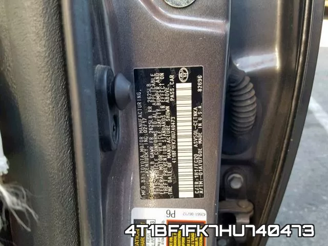4T1BF1FK7HU740473 фото 2