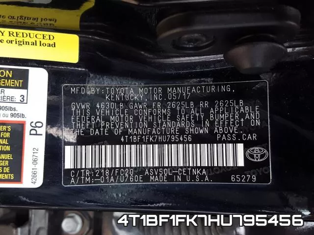 4T1BF1FK7HU795456 фото 2