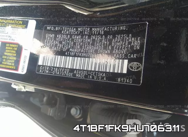 4T1BF1FK9HU706311 фото 10