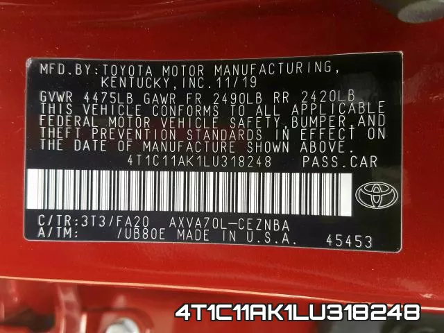 4T1C11AK1LU318248 фото 2