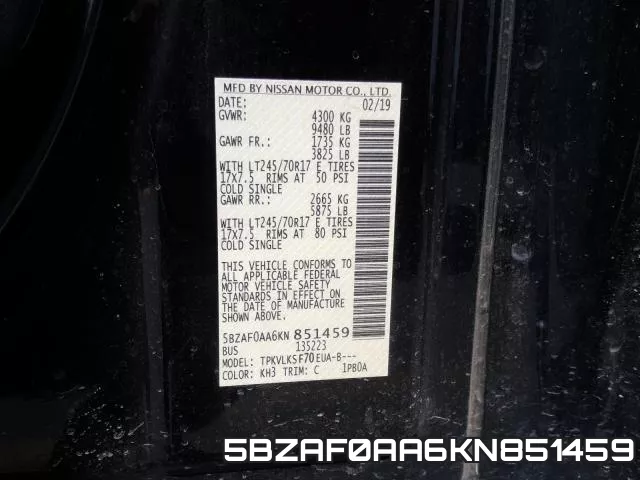 5BZAF0AA6KN851459 фото 2