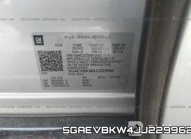 5GAEVBKW4JJ229962 фото 10