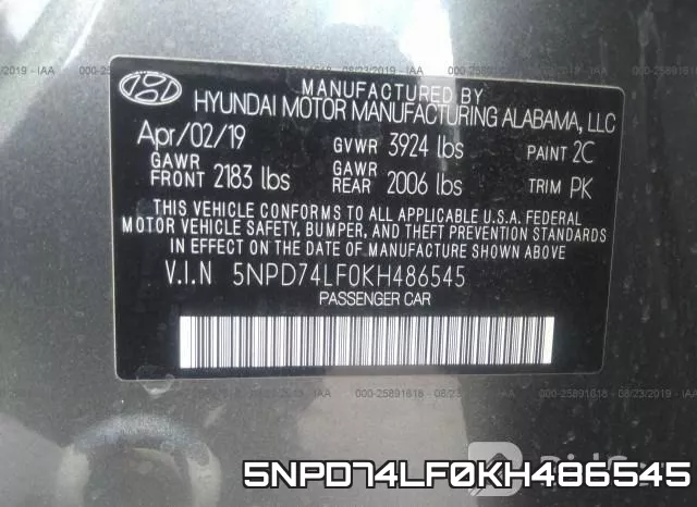 5NPD74LF0KH486545 фото 10