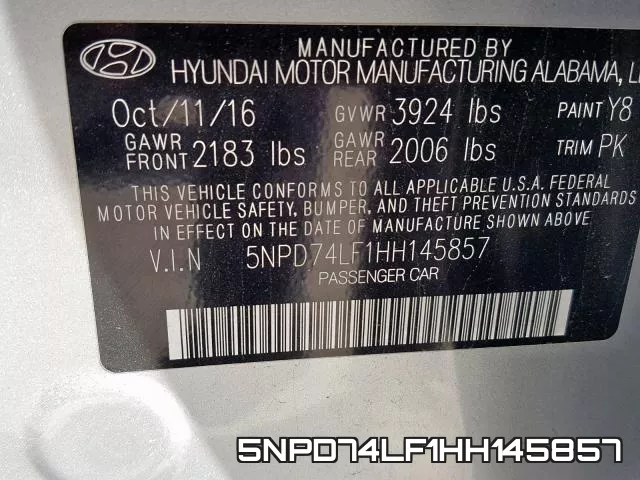 5NPD74LF1HH145857 фото 2