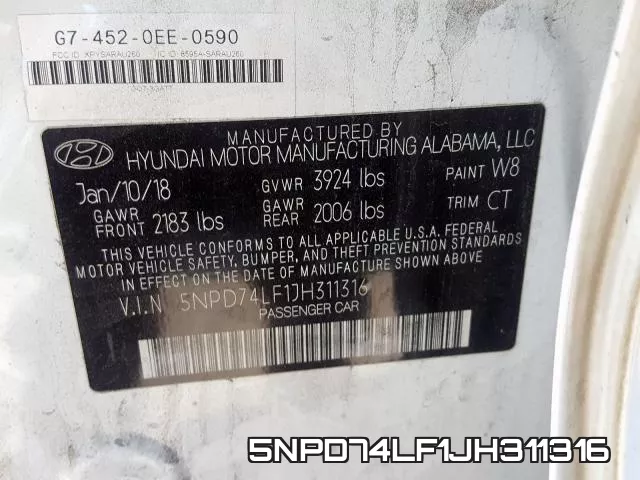 5NPD74LF1JH311316 фото 2