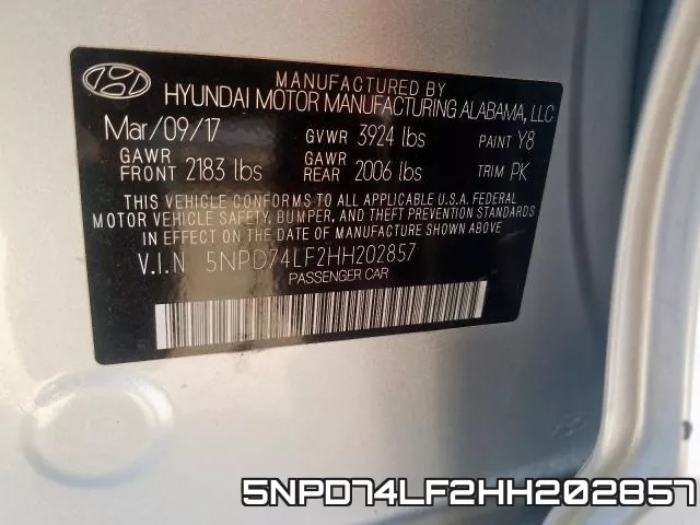 5NPD74LF2HH202857 фото 2
