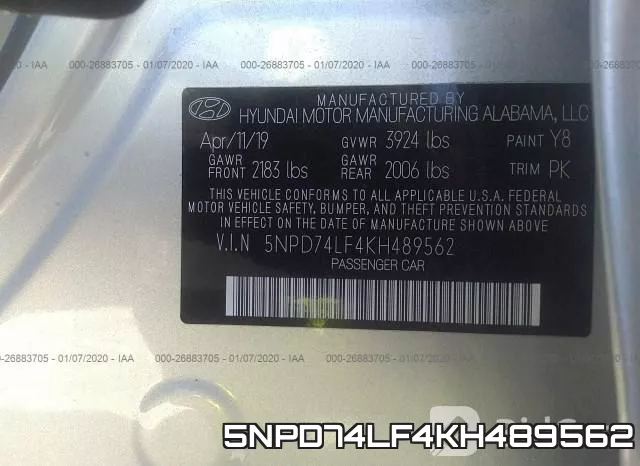 5NPD74LF4KH489562 фото 10