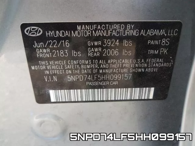 5NPD74LF5HH099157 фото 2