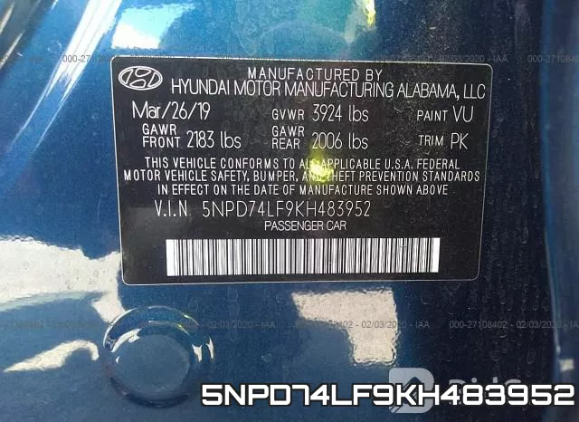 5NPD74LF9KH483952 фото 10
