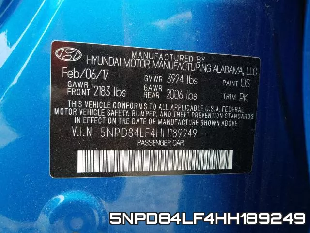 5NPD84LF4HH189249 фото 2