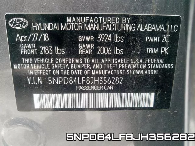 5NPD84LF8JH356282 фото 2