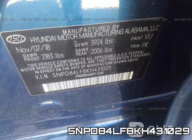 5NPD84LF8KH431029 фото 10