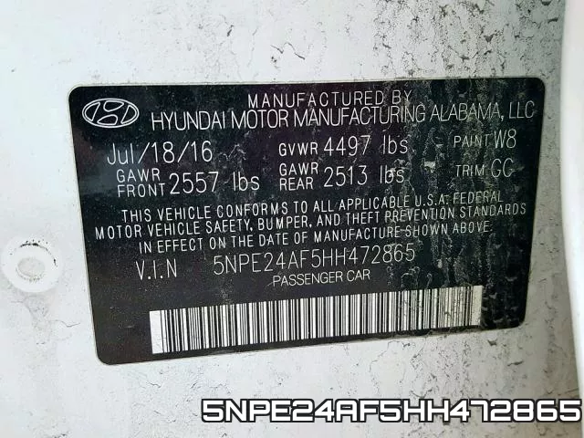 5NPE24AF5HH472865 фото 2