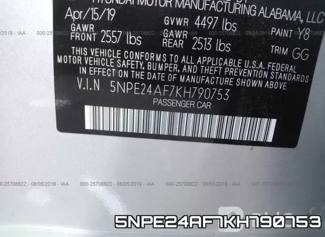 5NPE24AF7KH790753 фото 10
