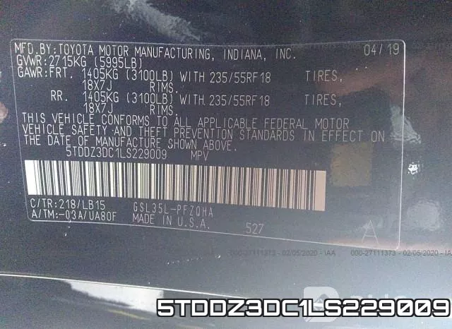 5TDDZ3DC1LS229009 фото 10