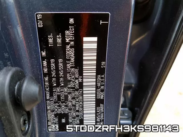 5TDDZRFH3KS981143 фото 2