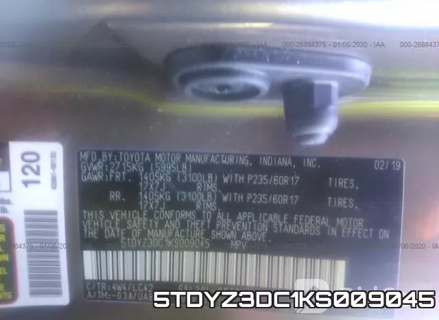 5TDYZ3DC1KS009045 фото 10