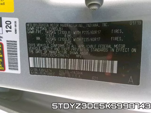 5TDYZ3DC5KS998743 фото 2