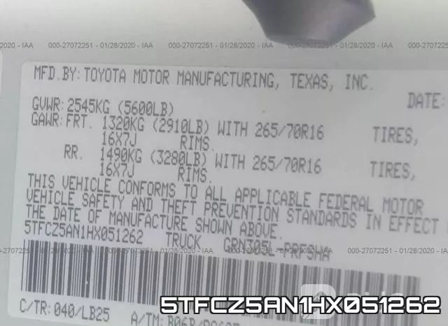 5TFCZ5AN1HX051262 фото 10
