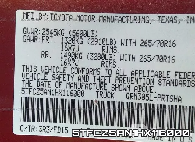 5TFCZ5AN1HX116000 фото 10