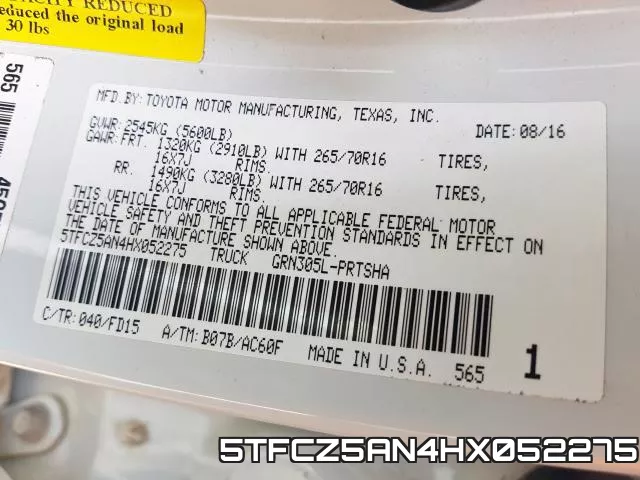 5TFCZ5AN4HX052275 фото 2