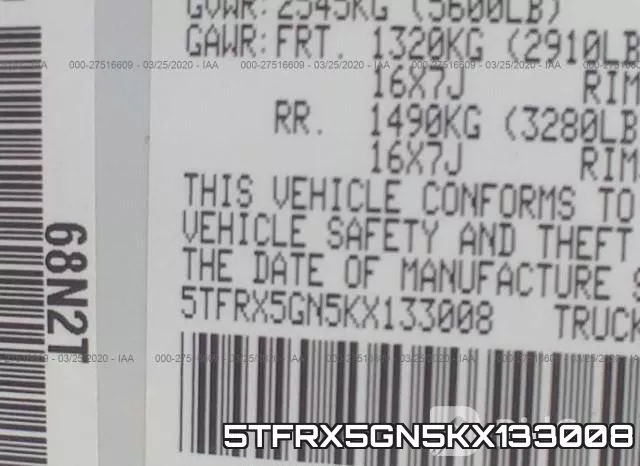 5TFRX5GN5KX133008 фото 10