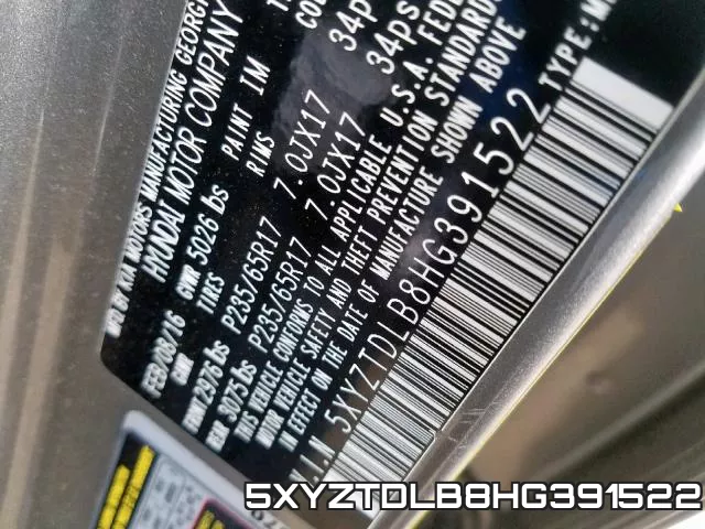 5XYZTDLB8HG391522 фото 2