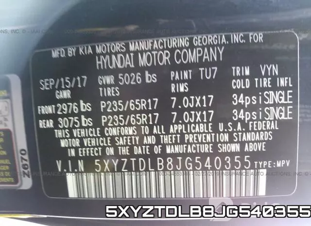 5XYZTDLB8JG540355 фото 10