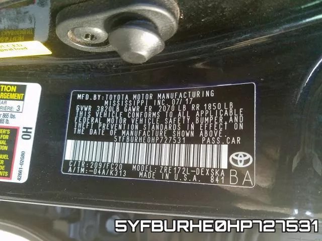 5YFBURHE0HP727531 фото 2