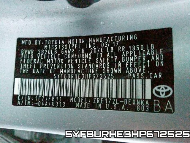 5YFBURHE3HP672525 фото 2