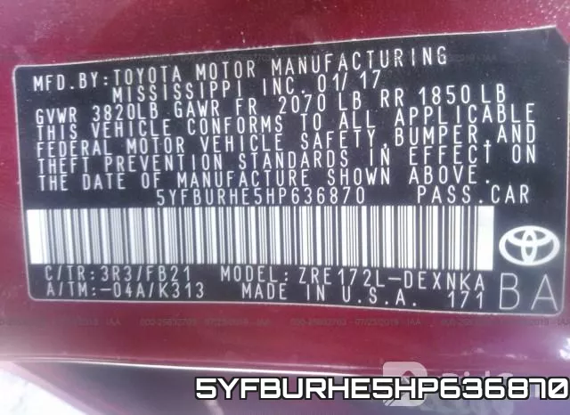 5YFBURHE5HP636870 фото 10