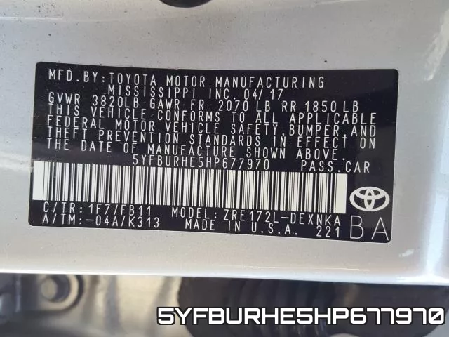 5YFBURHE5HP677970 фото 2