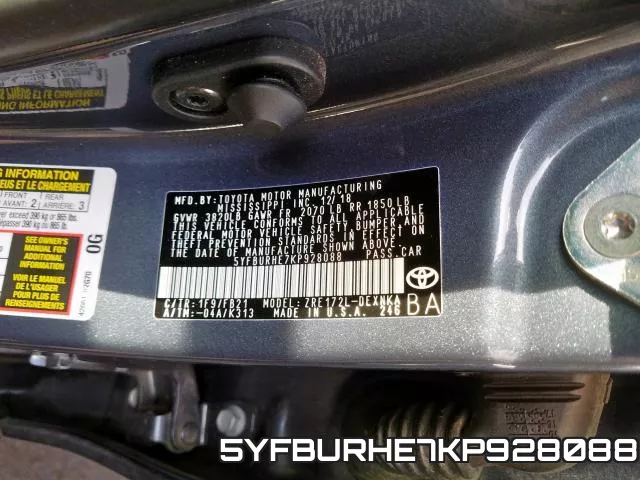 5YFBURHE7KP928088 фото 2