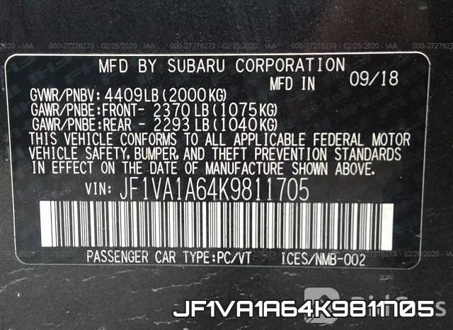 JF1VA1A64K9811705 фото 10