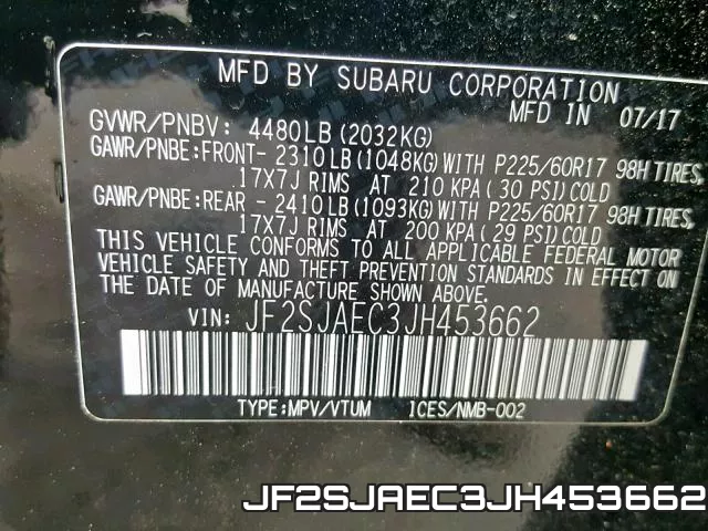 JF2SJAEC3JH453662 фото 2