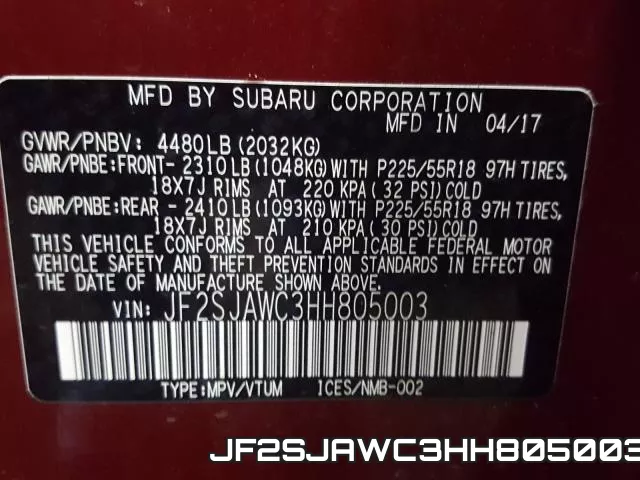 JF2SJAWC3HH805003 фото 2