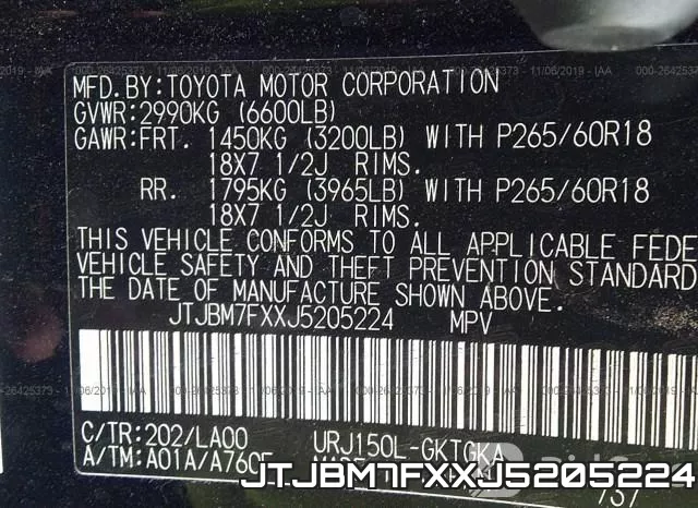 JTJBM7FXXJ5205224 фото 10
