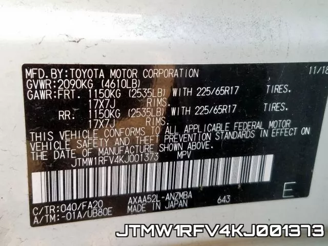 JTMW1RFV4KJ001373 фото 2