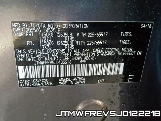 JTMWFREV5JD122218 фото 2