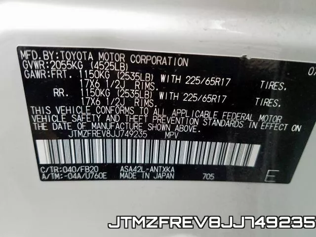 JTMZFREV8JJ749235 фото 2