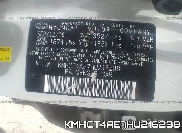 KMHCT4AE7HU216238 фото 10